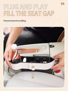 1入組汽車座椅縫隙收納,多功能可愛收納盒適合女孩,汽車內飾配件 - 白色 - 查看 4