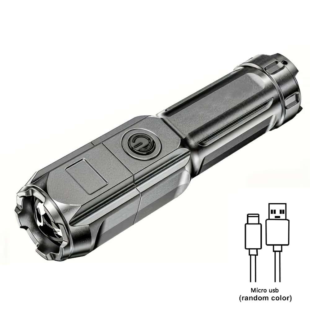 1pc LED Flashlight With Adjustable Focus & Brightness, Suitable For Outdoor, Emergency, Hiking, Camping