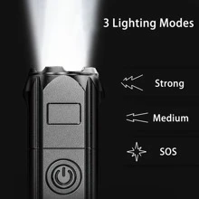 1pc LED Flashlight With Adjustable Focus & Brightness, Suitable For Outdoor, Emergency, Hiking, Camping