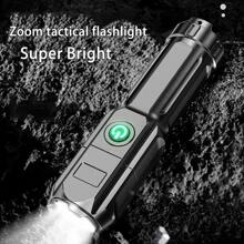 1pc LED Flashlight With Adjustable Focus & Brightness, Suitable For Outdoor, Emergency, Hiking, Camping
