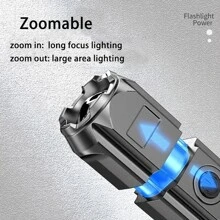 1pc LED Flashlight With Adjustable Focus & Brightness, Suitable For Outdoor, Emergency, Hiking, Camping