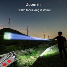 1pc LED Flashlight With Adjustable Focus & Brightness, Suitable For Outdoor, Emergency, Hiking, Camping