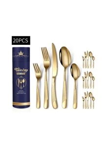 20pcs/set Stainless Steel Spoon - Gold - View 1