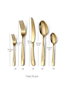20pcs/set Stainless Steel Spoon - Gold - View 2