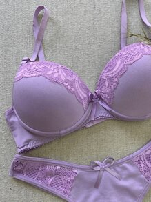 Women Bra & Panty Sets - 紫丁香色 - 查看 2