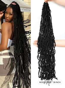 1pack New Faux Locs Crochet Hair, Soft Locs Crochet Hair, Pre Looped Synthetic Braiding Hair For Christmas Gifts (1b#) - Black - View 5