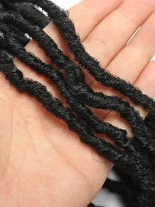 1pack New Faux Locs Crochet Hair, Soft Locs Crochet Hair, Pre Looped Synthetic Braiding Hair For Christmas Gifts (1b#) - Black - View 8