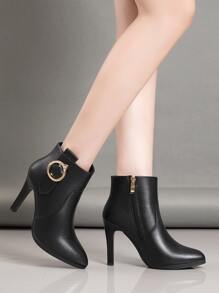 Của phụ nữ Pointed Toe Dao găm nhỏ Giày cao gót Giày ống Ankle Với Không thấm nước Nền tảng - màu đen - Xem 1