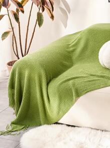 1 Miếng Màu thuần Chăn dệt kim , Phong cách Bắc Âu Acrylic Hình hộp chữ nhật Văn phòng Sofa Chăn Điều hòa Chăn , Dệt kim Khăn choàng , Giường Kết thúc Chăn - màu xanh lá - Xem 3