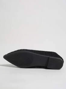 Women's Pointed Toe Flat Casual Office Shoes - Black - View 7