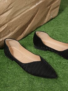 Women's Pointed Toe Flat Casual Office Shoes - Black - View 2