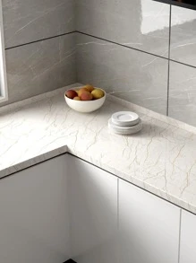 1pc Sandalwood Beige Desktop Sticker Table Cloth Waterproof Self-Adhesive Wallpaper Marble Table Decal, Renovation Stickers Peel Wall Panels, Wall Paper, Wallpapers, Spring Decoration Items Refresh Your Home, Rama Decoration Stickers - Multicolor - View 7