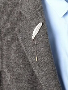 1 件简约男士金色羽毛胸针，优雅西装/外套配饰 - 金色 - 查看 3