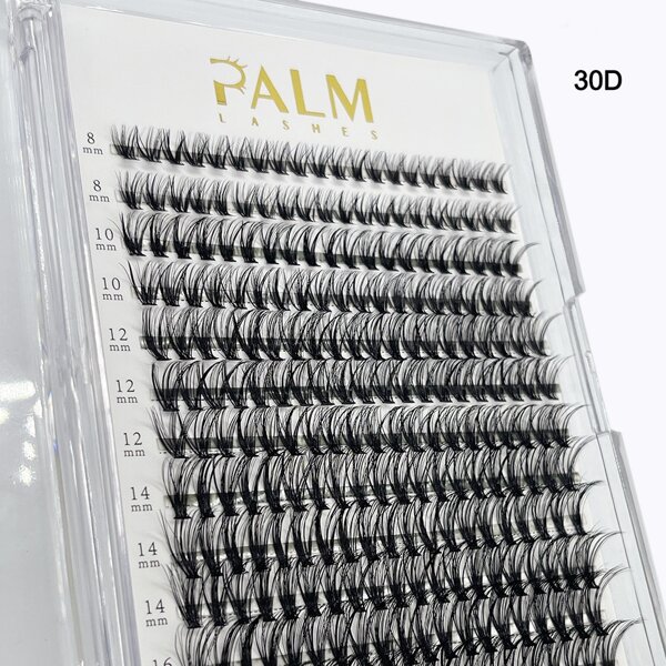 PALM LASHES Lash Clusters 30D Mix8-16mm Cluster Lashes Clear Thin Band DIY Lash Extensions Comfortable & Not Fall Apart Individual Lashes Long-Lasting Natural Look(Mix8-16mm)