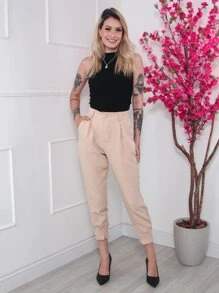 Women Pants - 米色 - 查看 1