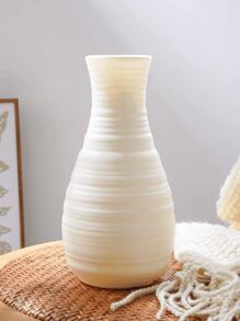 1 chiếc bình nhựa trang trí thanh lịch, kiểu dáng trang trại hiện đại, hình trụ màu trắng, bề mặt gợn sóng, nhẵn mịn, đế vững chắc, thích hợp cắm hoa giả và cành sậy, lý tưởng cho trang trí đám cưới, trang trí nhà cửa, phòng khách, bàn ăn, sự kiện, trang trí tường, trang trí mùa xuân. - trắng - Xem 5