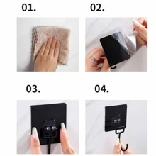 5pcs Strong Adhesive Hooks Kitchen Wall Hooks (Max) Nail-Free Adhesive Coat Hangers With Stainless Steel Hooks Reusable Practical Towel Shower Cap Hooks
