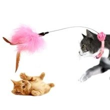 1 件裝可愛粉色項圈帶自娛貓玩具棒 - 彩色 - 查看 1