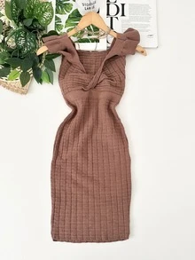 Women Sweater Dresses - 咖啡棕 - 查看 1