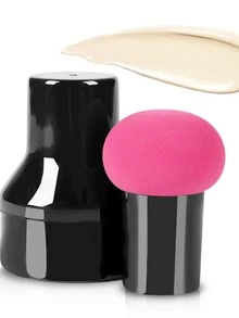 1入組圓頭蘑菇粉撲化妝海綿蘑菇形粉撲乾濕兩用不吸水手持化妝蛋 - 彩色 - 查看 3