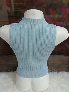 Women Knit Tops - Màu xanh nhạt - Xem 2