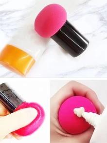 1入組圓頭蘑菇粉撲化妝海綿蘑菇形粉撲乾濕兩用不吸水手持化妝蛋 - 彩色 - 查看 4