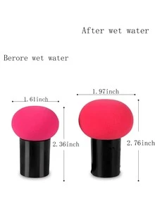 1入組圓頭蘑菇粉撲化妝海綿蘑菇形粉撲乾濕兩用不吸水手持化妝蛋 - 彩色 - 查看 6