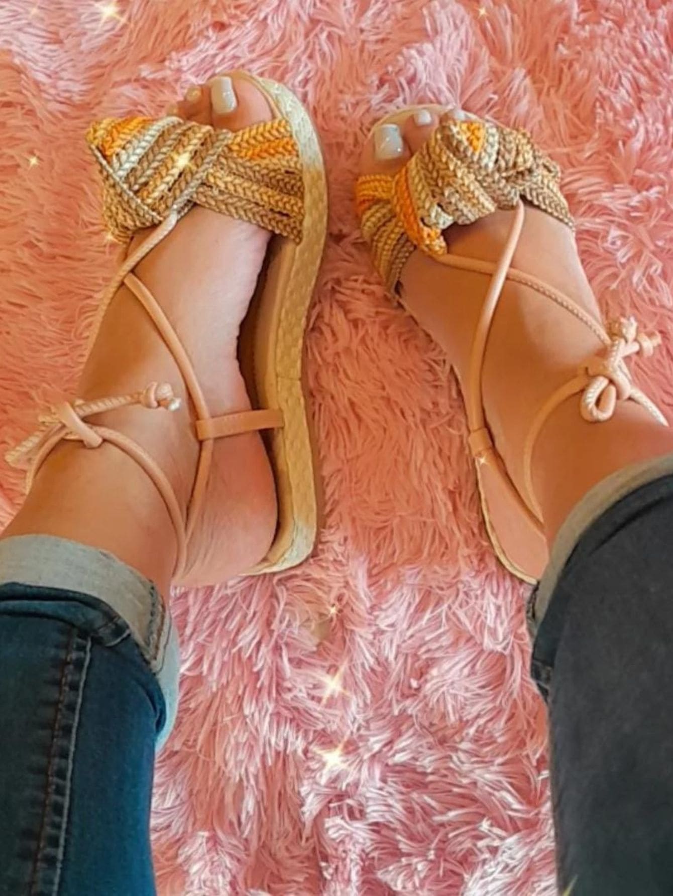 Women Flat Sandals - 米色 - 查看 1