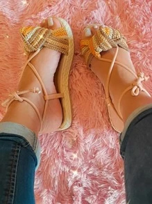 Women Flat Sandals - 米色 - 查看 2
