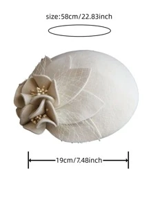 1入組女士花卉裝飾100%羊毛優雅日常生活帽