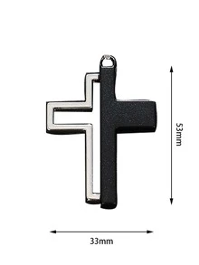 Personalized Black & White Cross Pendant Necklace For Men, Fashionable & Exquisite Accessory - Black - View 2