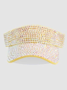 Sombrero Con Piedras Brilla Moda Gorro De Solar Protección Para Mujer Correr,Casual,Playa,Fiesta Ajustable - Dorado - Ver 4