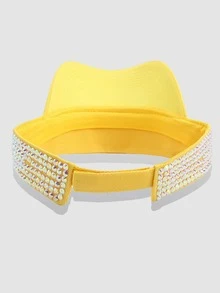 Sombrero Con Piedras Brilla Moda Gorro De Solar Protección Para Mujer Correr,Casual,Playa,Fiesta Ajustable - Dorado - Ver 5