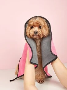 1 pieza Toalla para mascotas de color al azar para perro con gato para ducha - Multicolor - Ver 4