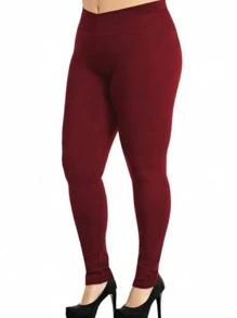 Plus Size Sports Leggings & Pants - Màu Đỏ Sâu - Xem 2