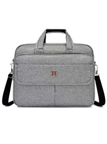 Bolsa pasta transversal alça de mão feminina masculina executiva notebook  livros p/professor - Cinza - Visão 1