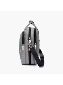 Bolsa pasta transversal alça de mão feminina masculina executiva notebook  livros p/professor - Cinza - Visão 2