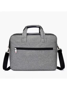 Bolsa pasta transversal alça de mão feminina masculina executiva notebook  livros p/professor - Cinza - Visão 3