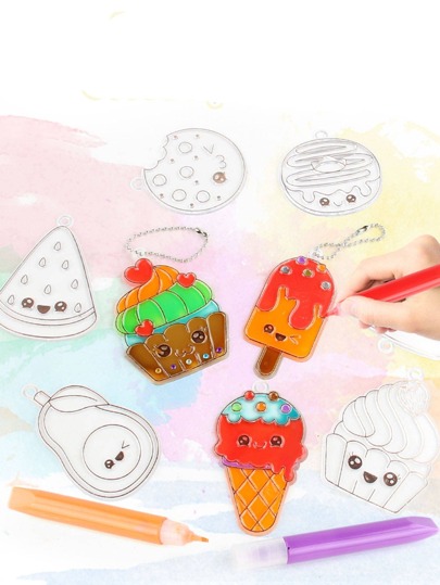 12 Stücke/Set DIY selbstgemachtes Spielzeug Set Graffiti Malfarbe Füllset Geschenk ohne Backen Kristallkleber Malkunst Kits Muster (Einige Teile können zufällig sein) (Aufgrund unterschiedlicher Chargen können die Behälter für die Pigmente variieren)