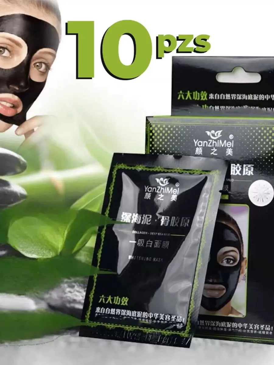 10pzs Mascarilla negra para puntos negros, mascarilla de carbon activado, mascarillas coreanas SINO - Negro - Ver 1