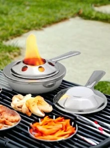 Queimador Rechaud Fogareiro Fundo Inox Fondue - Prata - Visão 3