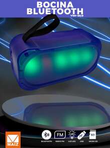 Bocina Bluetooth Recargable Radio FM Luz led Entrada AUX/TF/USB - Azul - Ver 1