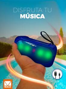 Bocina Bluetooth Recargable Radio FM Luz led Entrada AUX/TF/USB - Azul - Ver 2