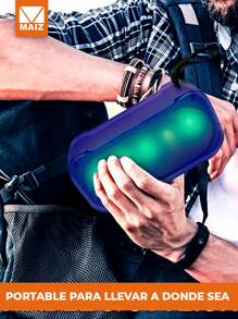 Bocina Bluetooth Recargable Radio FM Luz led Entrada AUX/TF/USB - Azul - Ver 3