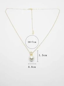 1時尚S925銀方晶鋯石珍珠項鍊時髦簡約風多用途吊墜合適的適用於女性日常穿著 - 金黃色 - 查看 5