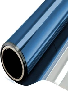 1roll One Way Mirror Window Film Daytime Privacy Heat Control Film Solar Film Self-adhesive Window Tint for Home and Office Blue & Silver - Blue - View 1