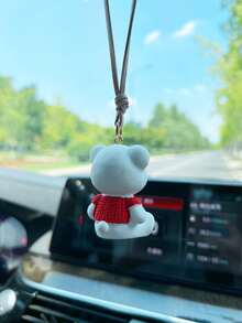 1pc Cartoon Bear Design Car Hanging Ornament - White - View 4