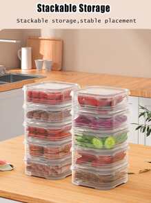 10 Pacotes de Recipientes Plásticos Transparentes Conservadores de Alimentos para Refrigerador com Tampas para Armazenamento de Alimentos, Adequados para Lava-Louças