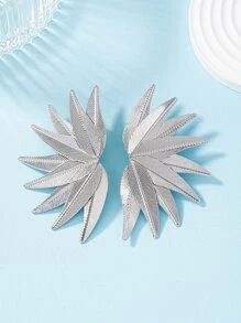 1pair Platinum-Color Charming Earrings - Silver - View 2