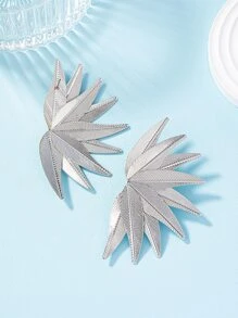 1pair Platinum-Color Charming Earrings - Silver - View 3